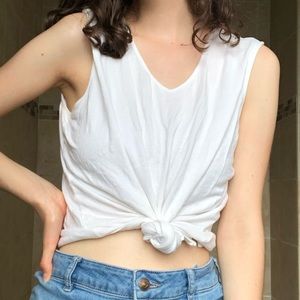 White V-Neck Tank Top